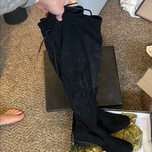 Over the knee Black Suede Women's Boots